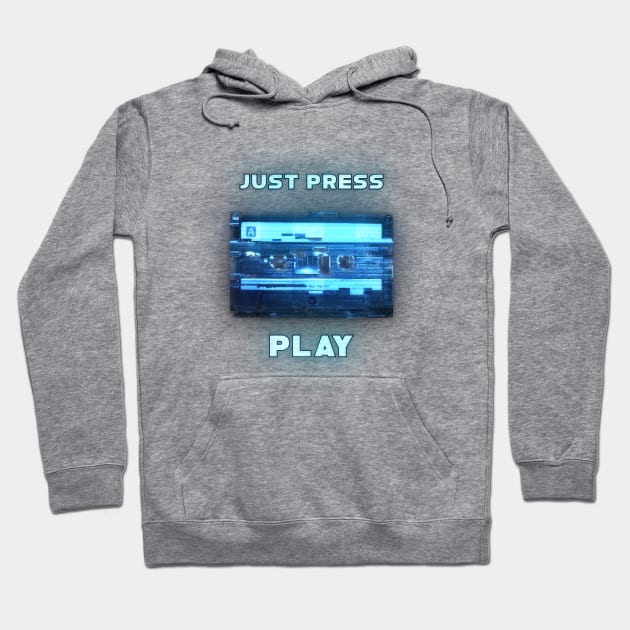 Just Press Play Glitched Retro Cassette Hoodie by spiralrewind